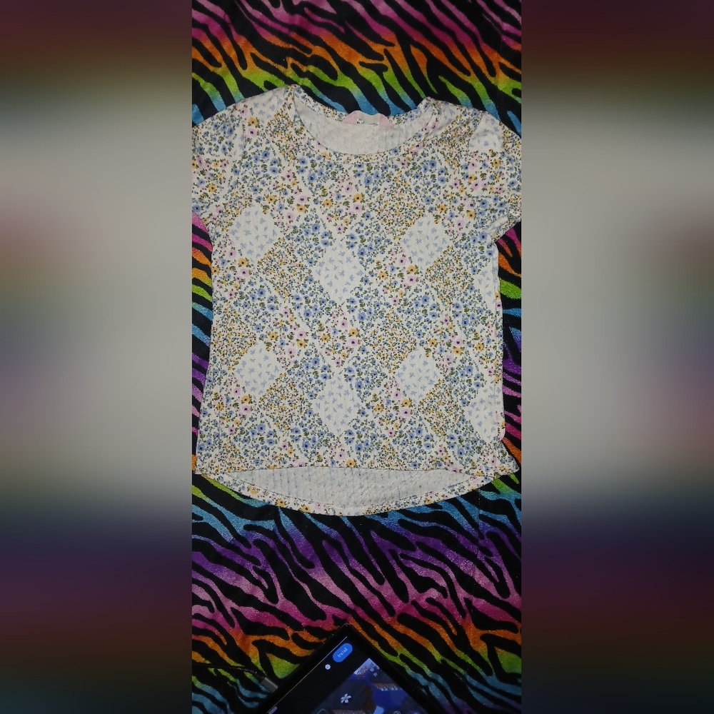 Floral Patterned Kids Short Sleeve Tee